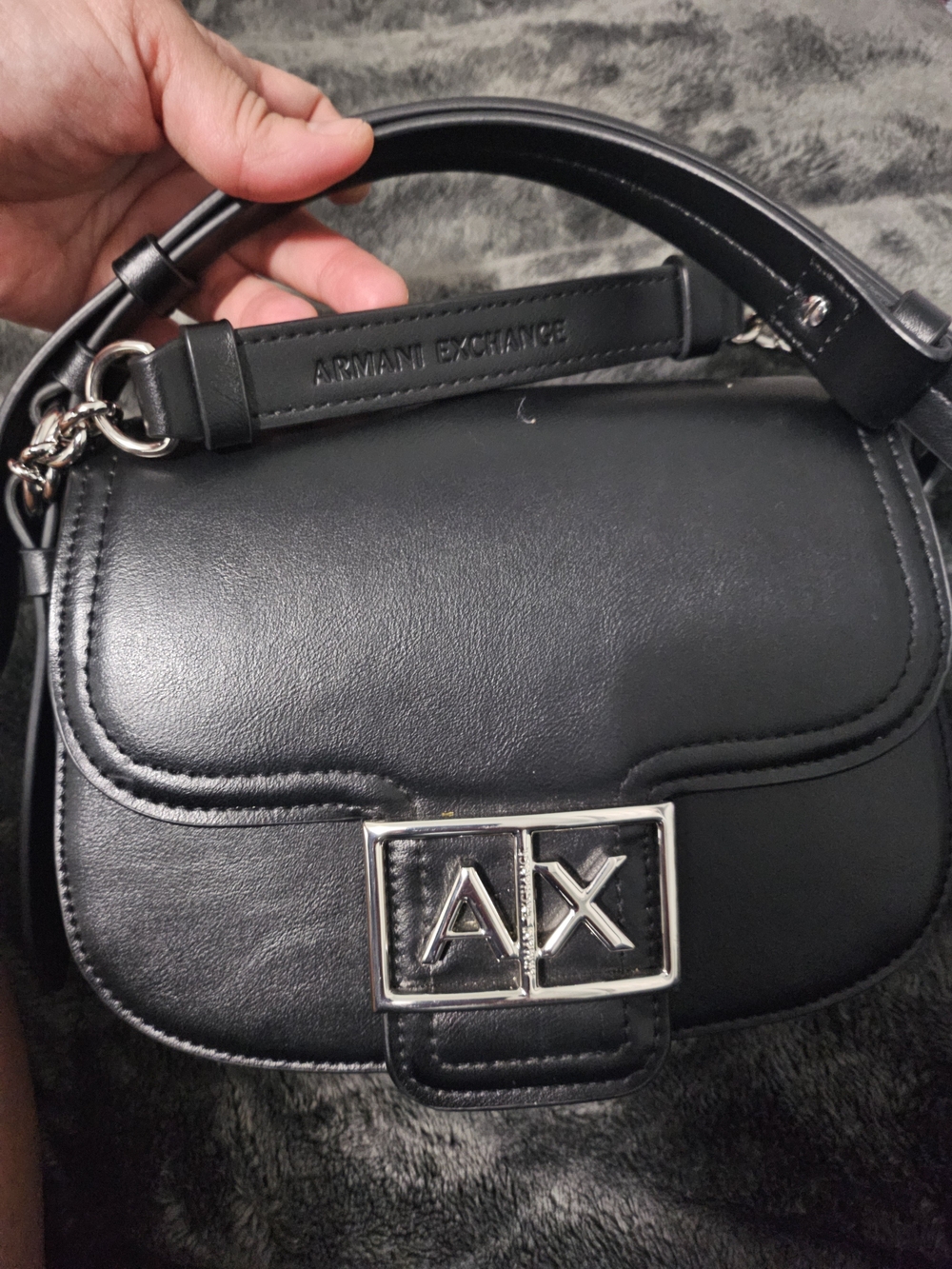 Armani Exchange Black Mini Top-Handle Bag with AX Logo